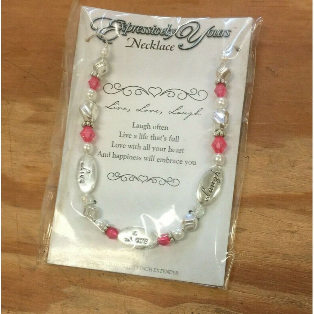 Expressively Yours BLESSING NECKLACE  LIVE LAUGH LOVE Toggle Clasp